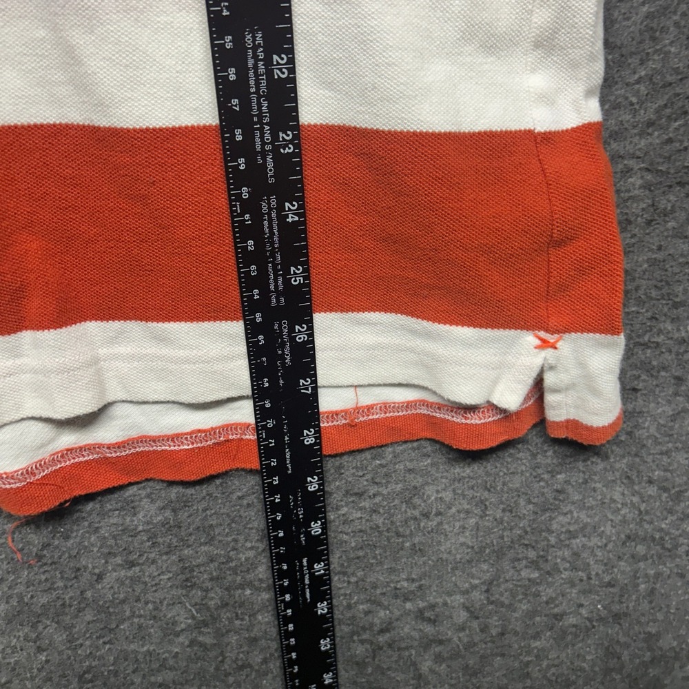 Vintage Billabong Mens Polo Shirt Medium Orange Striped Short Sleeve Slim Fit - Picture 4 of 6